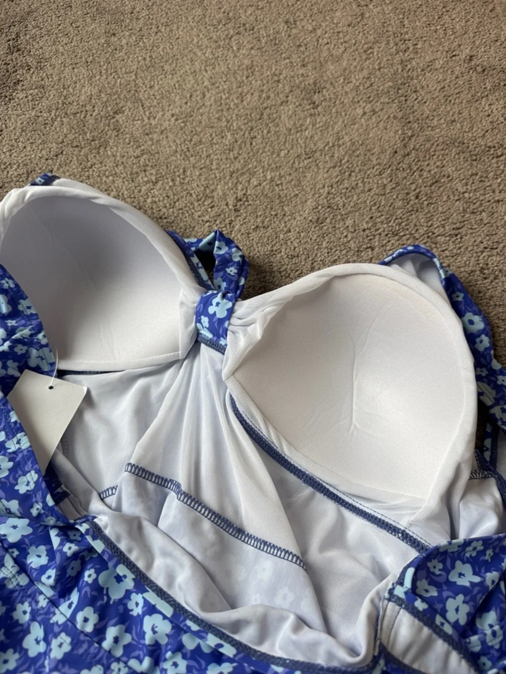 Meet.Curve Blue Floral Swim Dress Wireless One Piece Plus SIZE 4XL